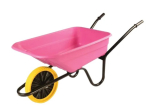 90Ltr Plastic Wheelbarrow Pink Puncture Proof Wheel